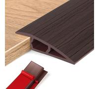 Soglia di Dislivello Pavimento in PVC, Profilo di Transizione Pavimento per Dislivello di, Pavimento Bordo Autoadesivo (Noce nera, 5~10mm(H),1M(L))