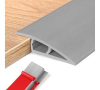 Soglia di Dislivello Pavimento in PVC, Profilo di Transizione Pavimento per Dislivello di, Pavimento Bordo Autoadesivo (Grigio, 5~10mm(H),2M(L))