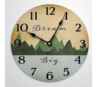 Sogna Grandi Montagne - Asilo Nido Unico Rotondo Quarzo Orologi Da Appendere Senza Ticchettio Orologio Muro Silenzioso Orologio Da Parete Per Interno Scuola Casa 25Cm