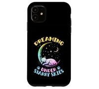 Sognando sotto i cieli stellati Il gatto dorme sulla luna Custodia per iPhone 11