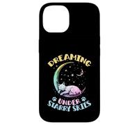 Sognando sotto i cieli stellati Il gatto dorme sulla luna Custodia per iPhone 14