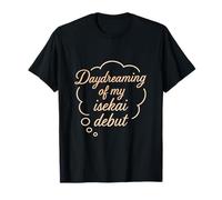 Sognare ad occhi aperti il mio debutto Isekai Crema alla pesca Cursive Doodle Maglietta