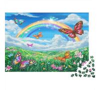 Sognato Idillico Jigsaw Puzzle Impossibili 1000Pcs Farfalle arcobaleno Decorazione Per La Casa. Rilassamento E Intelligence Per Adulti E Ragazzi Da 14 Anni 1000pcs (75x50cm)