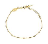 Sogni d'Argento Bracciale Rosario Donna Argento 925% bagnato in Oro Bianco, Giallo e Rosa Inserti Croce Pendente e Madonna. Lunghezza regolabile fino a 21 cm (Oro Giallo)