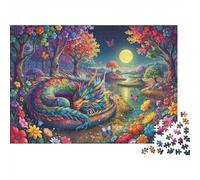 Sogni di drago al chiaro di luna Puzzle 1000 Pezzi,Gioco Educativo,dai 14 Anni,Idea Regalo,Adulti E Ragazzi,Sfida Impossibile,Decorazione Casa,Antistress 52x38cm