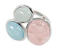 sogni d'oro Silver Time - Anello da donna in argento 925/1000 rodiato, multiberyll morganite berillo rosa, blu, verde, Extra breit, Argento sterling, Nessuna pietra preziosa
