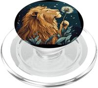 Sogni ruggenti con questa grafica di leone e dente di leone PopSockets PopGrip per MagSafe