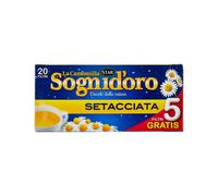 Camomilla Sogni d'oro setacciata, astuccio da 20 Filtri, concediti un po' di relax e sonni tranquilli, gusto inconfondibile e piacevole, pronta soli in 5 min.