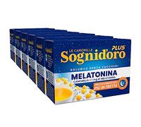 Sognid'oro Plus Camomilla Solubile con 1mg di Melatonina Senza Zuccheri per Favorire il Sonno - 6 Confezioni da 16 Bustine