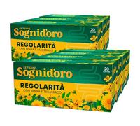 Sognid'oro Tisana Regolarità per il Transito Intestinale Infuso con Estratti Naturali di Senna Tarassaco Inulina Camomilla Menta Finocchio - 7 Confezioni da 20 Filtri