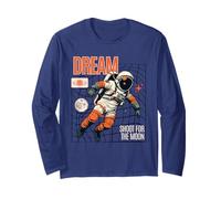 Sogno Astronauta Galleggiante Space Moon Retro Graphic Maglia a Manica