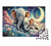 Sogno dell’Elefante Carta premium Elefanti sulle nuvole con luna crescente Puzzle fai-da-te gioco familiare divertente 70x50cm/1000 pezzi