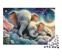 Sogno Elefante Puzzle 1000 Pezzi Adulti Elefanti Nuvole Luna Stelle Premium Spesse Resistenti Vivaci Stimolanti Difficile Antistress Regalo Famiglia 52x38cm/1000pz