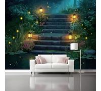 Sogno Fiaba Giardino Murale Carta da Parati - Carta da Parati Decorazione Parete per Soggiorno Camera da Letto Cameretta, Blu Scuro Fotografica Mural 200 x 140 cm