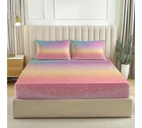 Sogno Fiaba Stelle Lenzuolo Con Angoli Stampati, Microfibra Per Letto Matrimoniale 180 x 200 + 30 cm Per Una Tasca Profonda - Resistente Allo Scolorimento Facile Da Pulire (Colore, 2 Federe)