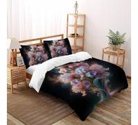 Sogno Iris Copriletto Stampa 3D Bello Fiore Set Di Biancheria Microfibra Leggera Chiusura A Zip Per Bambini/Ragazzi 3 Pezzi Double(200x200cm)