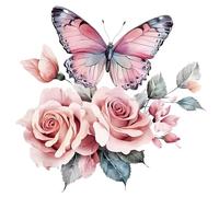 Sogno rosa rose fiori farfalla camera da letto salotto ingresso parete adesivo autocollante (2 set)