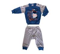 Sogno Sondesto Pigiama Lungo Due Pezzi con Spalla Aperta Cotone Interlock Neonato Baby (Art. 21126 (Sapphire/Grigio), 24 Mesi)