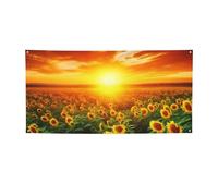 Sogno tramonto di un campo di girasole Banner stampa bandiera per interni ed esterni banner per feste e cartelli poster personalizzato sfondo fotografico sfondo per affari, lauree, matrimoni, eventi