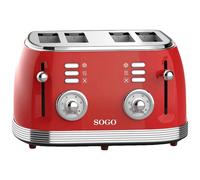 SOGO Human Technology Tostapane 4 fette Spia luminosa, Funzione toast Rosso