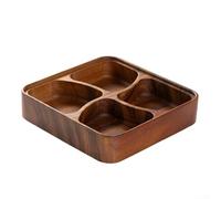 Sogoluat Vassoio per snack in legno di noce con quattro scomparti, piatto organizer multiuso per frutta, dolcetti e antipasti, vassoio da portata impilabile, 20 x 20 x 4,5 cm (1)