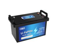 SOGTICPS Batteria al litio LiFePO4 da 12V 100Ah, max. 1280 Wh, porta USB, indicatore di tensione in tempo reale, BMS integrato, perfetta per trolling motor, RV, barca, ecc.