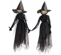 Sohodoo Decorazioni di Halloween da Esterno a Forma di Strega, Streghe Che Si tengono for Mano e urlano, sensore attivato dal Suono, Decorazioni spaventose(Two Witches)