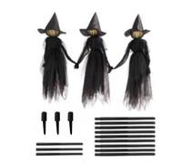 Sohodoo Decorazioni di Halloween da Esterno a Forma di Strega, Streghe Che Si tengono for Mano e urlano, sensore attivato dal Suono, Decorazioni spaventose(Three Witches)