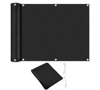 Sohodoo Frangivista for Balcone 420D, Schermatura Antivento e Anti-UV con Corda e Occhiello for Recinzione e Protezione Esterna(Black,75 * 200cm)