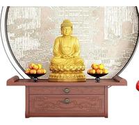 Sohodoo Tavolo da meditazione in legno con contenitore - Mobiletto for santuario a nicchia del Buddha for arredamento della casa, offerte spirituali(Large(60cm/23.6in))