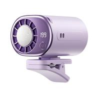 Sohodoo Ventola for condizionatore d'aria con clip for auto con display, mini sistema di raffreddamento, clip on air a mani libere, mini ventola portatile con rotazione a 360°(Purple)