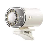 Sohodoo Ventola for condizionatore d'aria con clip for auto con display, mini sistema di raffreddamento, clip on air a mani libere, mini ventola portatile con rotazione a 360°(White)