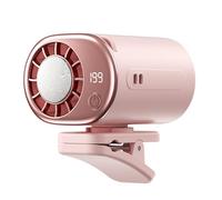 Sohodoo Ventola for condizionatore d'aria con clip for auto con display, mini sistema di raffreddamento, clip on air a mani libere, mini ventola portatile con rotazione a 360°(Pink)