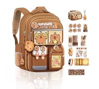 Sohodoo Zaino for bambini con astuccio - Design Capybara Kawaii, zaino impermeabile, include capibara + astuccio + set di cancelleria abbinato