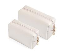 Sohynca Set di 2 borse cosmetiche in pelle PU per le donne borsa per il trucco minimalista per uso quotidiano borsa portatile piccola borsa cosmetica ordinata borsa da toilette resistente all'acqua