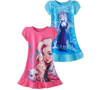 SOIBEEN Camicie da notte da bambina, confezione da 2 pezzi, a maniche lunghe, a maniche corte, in cotone, per bambine 2-9 anni, Princess Short Pink Blue, 120