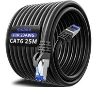 Soibke Cat 6 Cavo Ethernet 25 metri Nero Cavo di Rete 25m Gigabit Schermato