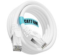 Soibke Cat 7 Cavo Ethernet 8 Metri Bianco Cavo Lan Gigabit Bianco Schermato