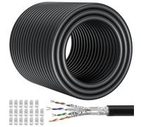 Soibke Cavo Ethernet 150 Metri, Schermato Cavo Lan 150 m Cat 7 Bobina Cavo di Rete Alta Velocità per Esterni Molto Lungo, SFTP RJ45 Gigabit Anti-jamming Filo Ethernet 150mt Nero - 10Gbits 600MHz