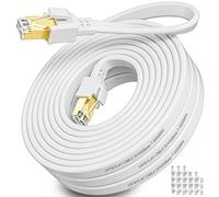 Soibke Cavo Ethernet 18 Metri, Cat 8 Cavo Lan 18m Schermato Cavo di rete ad Alta Velocità 40Gbps 2000MHz Cavo Internet Molto Lungo RJ45 Gigabit Bianco Filo Ethernet per Switch Router Modem PS4/3/5