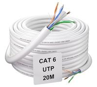 Soibke Cavo Ethernet 20 Metri, Bobina Cavo di Rete CAT 6 20mt Lungo Cavo LAN Gigabit UTP 23AWG Cavo RJ45 Impermeabile Cavo Internet Bianco Cavo Patch
