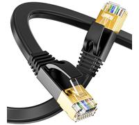 Soibke Cavo Ethernet 25 metri Cat 7, rj45 25m Cavo di Rete LAN Alta Velocità Gigabit, Piatto Cavo Ethernet Schermato (25 Clips) - Più veloce di Cat6/Cat5, per Switch/Router