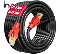 Soibke Cavo Ethernet 30 Metri, Cat 8 Cavo di Rete Schermato per Esterno Interno Cavo LAN 30m Alta Velocità RJ45 Gigabit 40Gbps 2000MHz SFTP 26AWG Cavo Internet Patch Lungo Nero per Router Modem