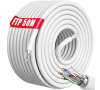 Soibke Cavo Ethernet 50 metri Schermato, Cavo Rete da esterno interno Impermeabile| FTP AWG23 Gigabit| RJ45 Cat 6 50m Cavo Lan Alta Velocità, Anti-jamming di Installazione per Router Switch (Bianco)