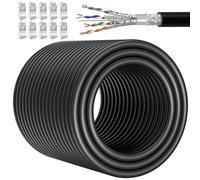 Soibke Cavo Ethernet 80 Metri, Cavo Lan Schermato Cat 7 Cavo di Rete Alta Velocità Esterno Interno Gigabit Cavo Internet lungo Schermato 10Gbps 600MHz S/FTP RJ45 Nero Impermeabile Anti-interferenza
