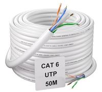 Soibke Ethernet Cavo LAN Cat 6 50 Metri, RJ45 Esterno Alta Velocità Gigabit 23AWG UTP Internet Patch Bianco