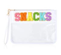 SOIDRAM Sacchetto di Ciniglia Lettera Trucco Borsa Trasparente Viaggio Cerniera Nylon Cosmetico Pouch Stoney Clover Dupes Organizer Sunscreen Toiletry Bag SNACKS, SNACK, Snack