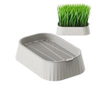 Soil-Free Cat Grass Planter - Grass for Indoor Cats, Catnip Plant Seeds, 2 Tier Cat Gras Growing Kit With Removable Reusable Tray, Indoor Caat Gras Sprouting Tray Planter For Cats, Soil Free Grower Ho