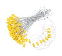 SOIMISS 100 Pezzi Guarnizioni per cavi in acciaio etichetta del sigillo di spedizione sigilli del contenitore fascetta per cavi con etichetta di tenuta Filo di acciaio zincato Giallo