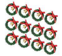 SOIMISS 12 Pezzi Miniatura Corona Natalizia con Nastrino e Campanellino Ghirlande Natalizie Piccole per Casa delle Bambole Decorazioni Appese per Feste e Giardini Incantati